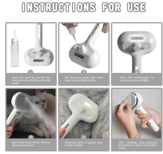 Brosse Pulvérisatrice Anti-Poils pour Animaux